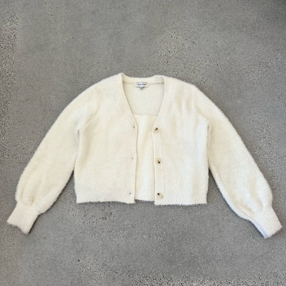 Willow & Wind Fuzzy Cream Cardigan Set